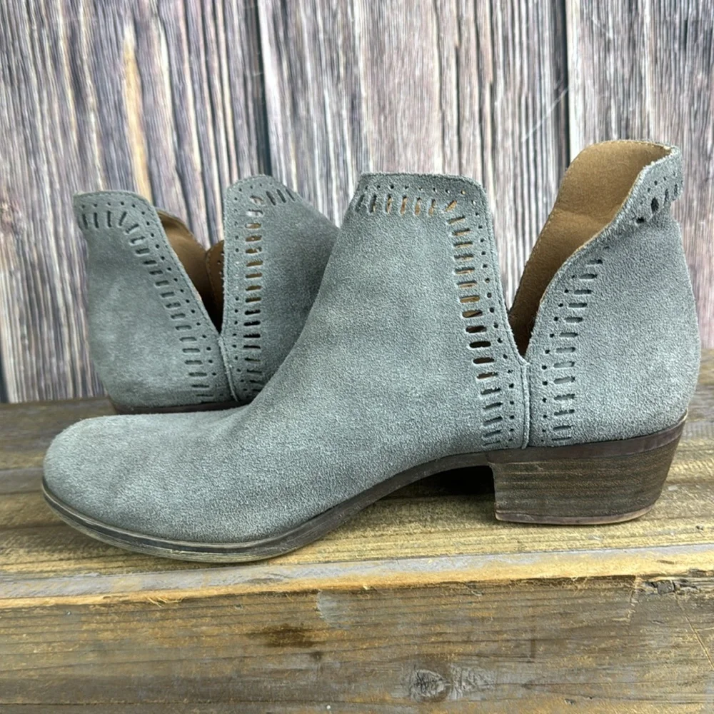 Lucky Brand Bustina Gray Leather Bootie- Size 9.5